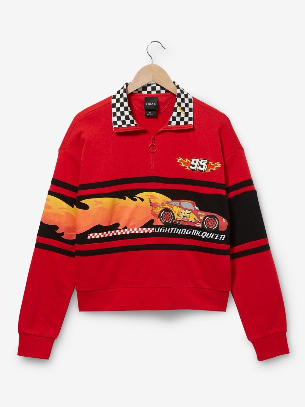 Disney Pixar Cars Red Lightning McQueen Quarter Zip Sweater
